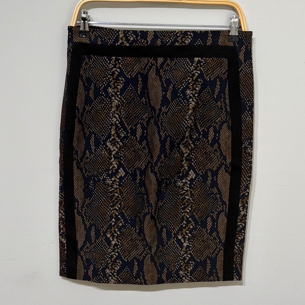 Diane von Furstenberg Women Sz 8 Panel Marta Framed Python Skirt Brown Navy - Picture 3 of 10